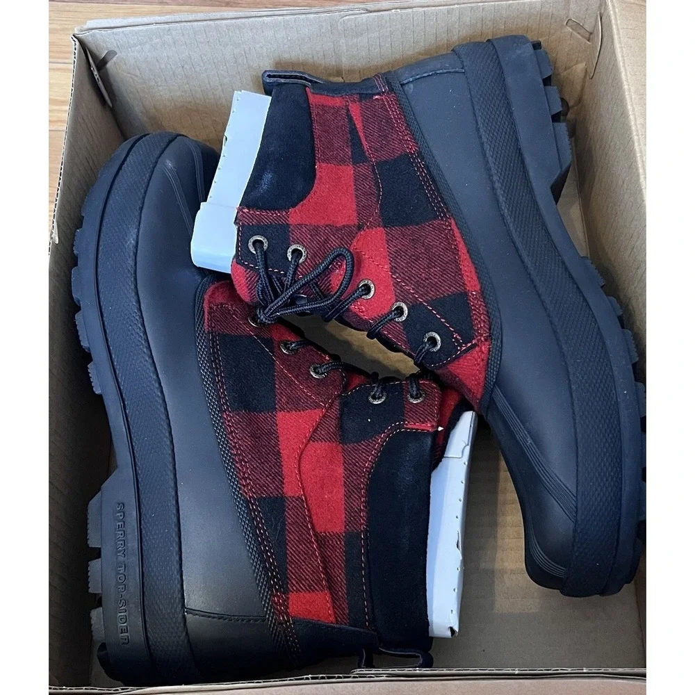 NWT Men's Sperry Cold Bay Chukka Duck Boots Buffalo Check Size 10.5
